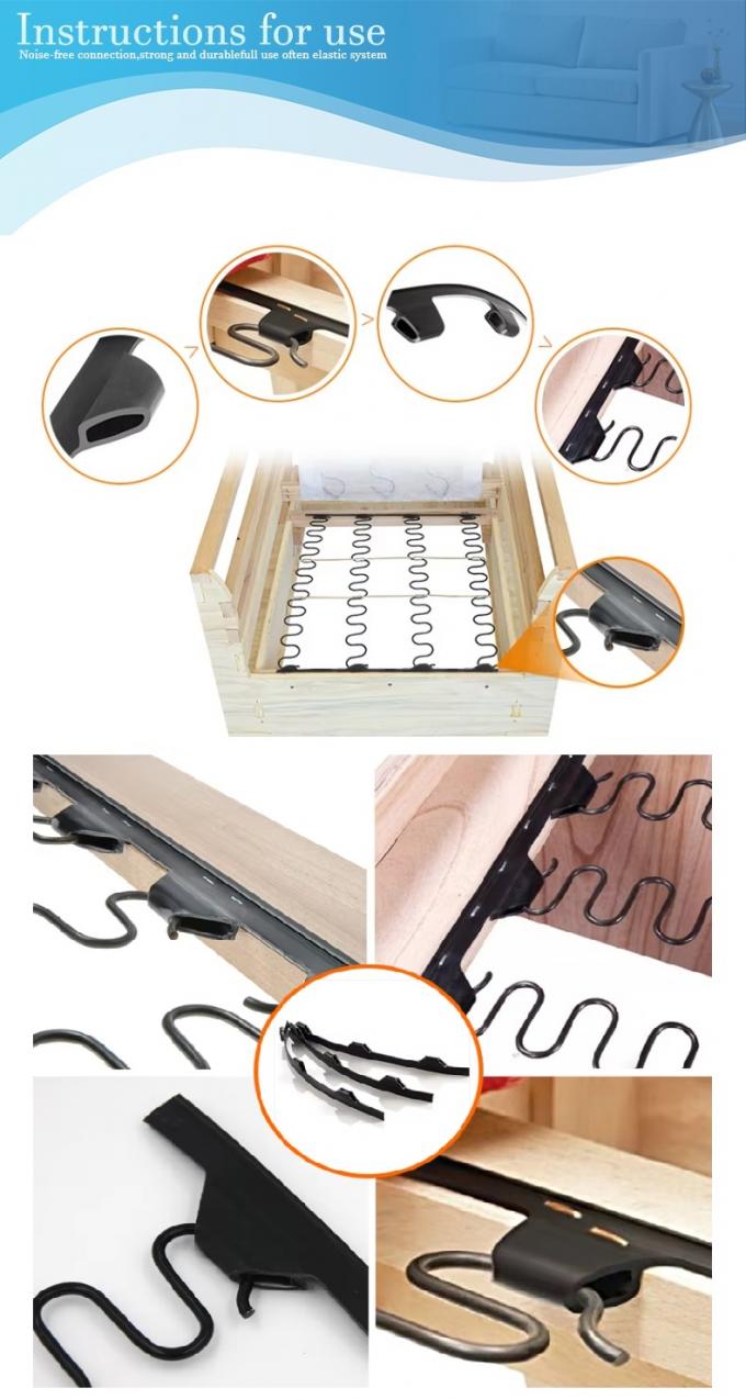 إكسسوارات أثاث بالجملة إطار أريكة تثبيت شريط مشبك بلاستيكي لزنبركات متعرجة 4